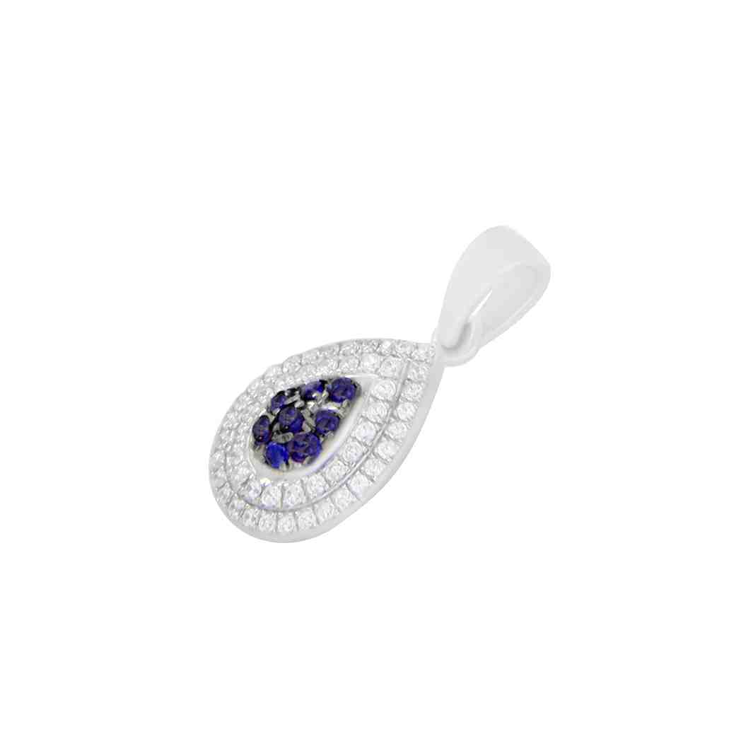 Blue Diamond & White Diamond pear-shaped pendant PD31029A